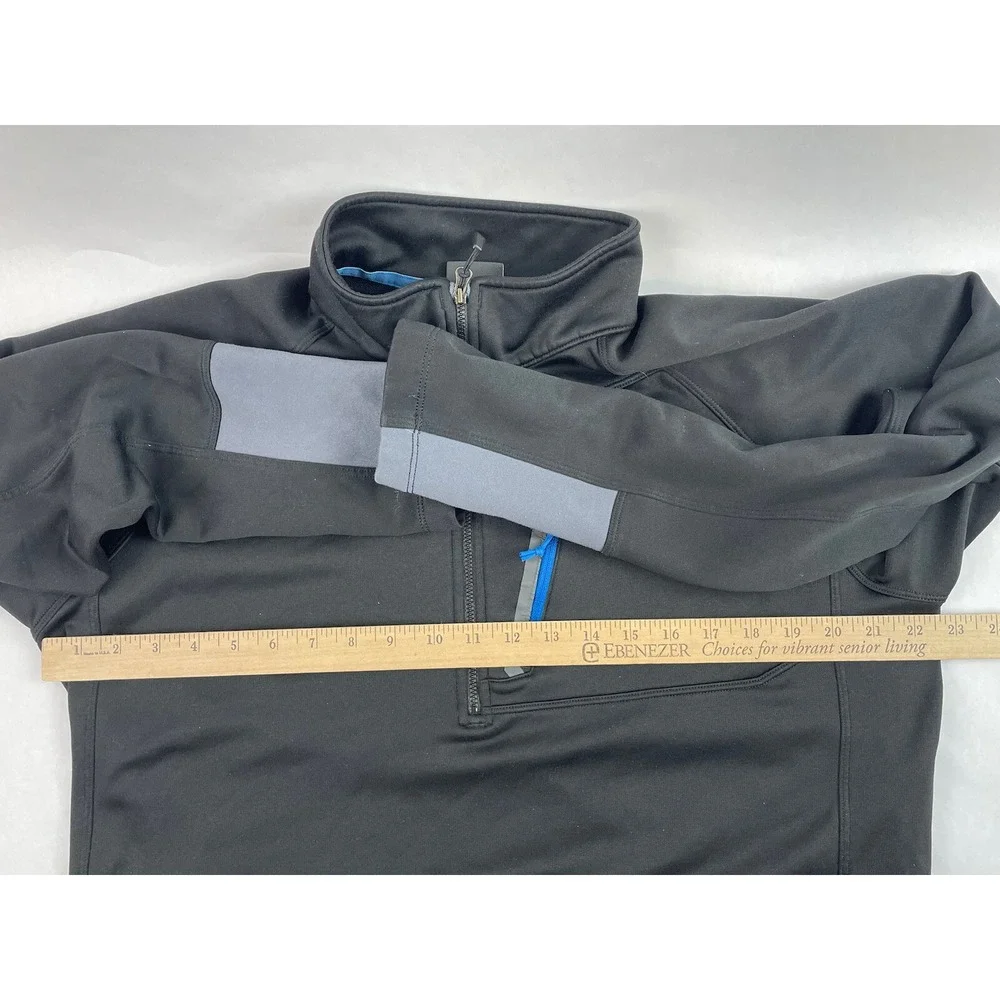 The North Face Sweater Mens Large Black 1/4 Zip Pullover Zip Pocket Hiking